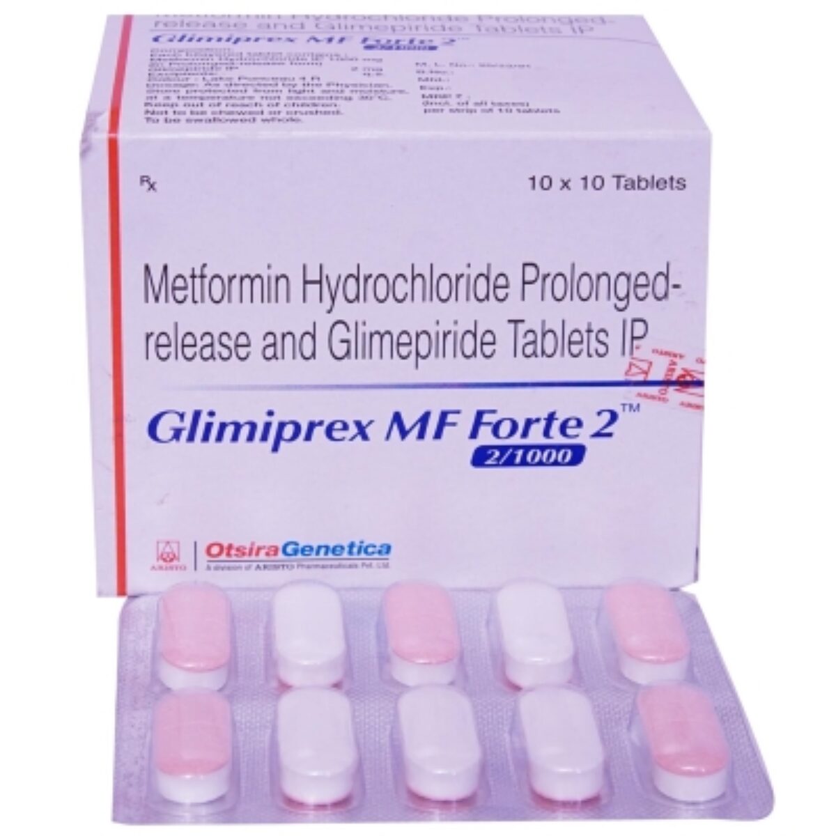 GLIMIPREX  MF FORTE 2MG , 1 PATTA ( 10 TABLETS )