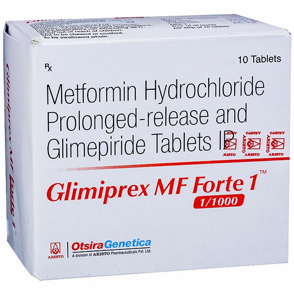 GLIMIPREX  MF FORTE 1MG , 1 PATTA ( 10 TABLETS )
